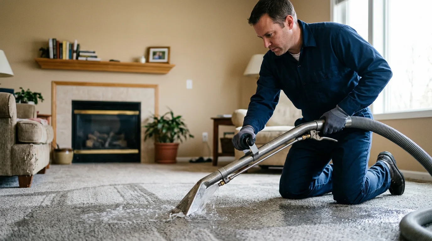 Water damage restoration technician working near River Rouge, MI
